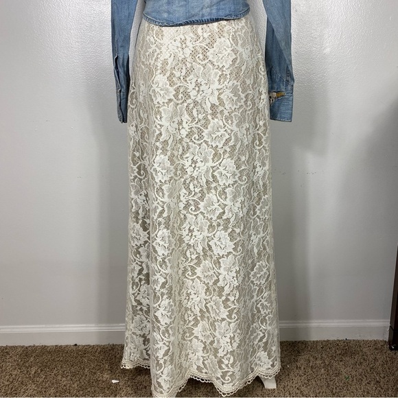 Jessica McClintock Millenium 2000 lace metallic maxi skirt Made in USA - Picture 3 of 12